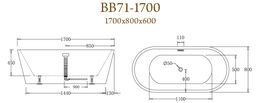 Акриловая ванна BelBagno BB71-1700 170x80 белая