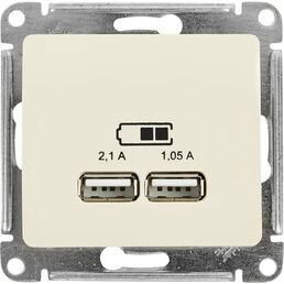 Розетка USB встраиваемая Systeme Electric Glossa цвет бежевый