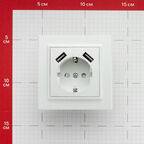 Розетка EKF Минск встраиваемая белая с 2хUSB-А (ERR16-028-100-2USB)