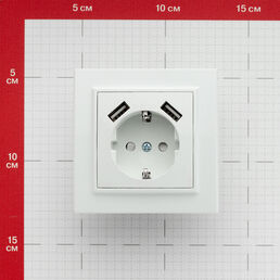 Розетка EKF Минск встраиваемая белая с 2хUSB-А (ERR16-028-100-2USB)