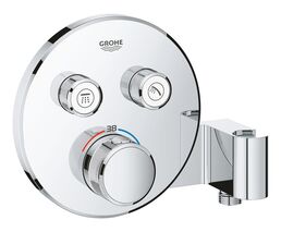 Внешняя часть термостатического смесителя GROHE Grohtherm SmartControl на 2 выхода со встроенным держателем ручного душа, хром (29120000)