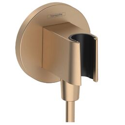 Шланговое подключение Hansgrohe Fixfit S 26888140 для душа, с держателем лейки, шлифованная бронза