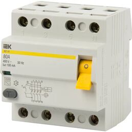 УЗО IEK ВД1-63 3P N 80 A 100 мА 4.5 кА AC MDV10-4-080-100