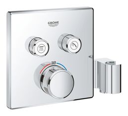 Внешняя часть термостатического смесителя GROHE Grohtherm SmartControl на 2 выхода со встроенным держателем ручного душа, хром (29125000)