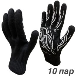 10 пар. Категория А. Перчатки рабочие с ПВХ покрытием Master-Pro® ТАТУ БЛЭК, 10 класс вязки, плотность 5/10, р-р 9 (L)