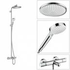 Душевая стойка Hansgrohe Crometta S 240 1jet Showerpipe 27320000 с термостатом и изливом, белая, хром