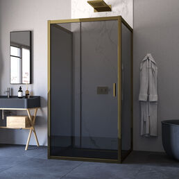 Душевой уголок Vegas-Glass 100x100  ZP-U TUR NOVO h1900 100*100 05 07 профиль бронза, стекло графит