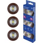 Светодиодный фонарь-подсветка Pushlight 3 Вт на батарейках (комплект из 3 шт.) цвет дерево