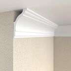 Плинтус потолочный полистирол для натяжного потолка Classic-5 белый 40x70x2000 мм