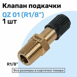 Клапан подкачки QZ 01 - R1/8", Ниппель с золотником, штуцер для подкачки, NBPT