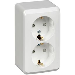 Розетка двойная с заземлением и шторками (белый) Systeme Electric Этюд PA16-008B