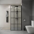 Душевая перегородка Niagara Eco 80x190 NG-552-80BLACK стекло в клетку, профиль черный