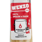 Кисть плоская натуральная щетина пластиковая ручка Wenzo Pro 25х10 мм для эмалей и лаков на алкидной основе