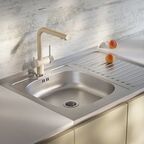 Мойка для кухни накладная левая с крылом S-220 60x80 см глубина чаши 14 см нержавеющая сталь