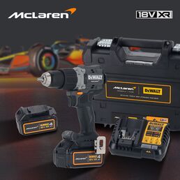 Ударная дрель-шуруповерт DEWALT McLaren Limited Edition DCD85MM2T, 18 В, 2000 об/мин, с 2 АКБ 4 Ач и ЗУ, в кейсе TSTAK