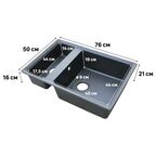 Мойка для кухни врезная Delinia 76x50 см глубина чаши 19 см кварц цвет черный