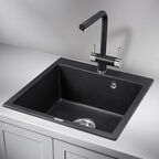 Мойка для кухни Granula 52х51х20 см врезная с сифоном кварц черная