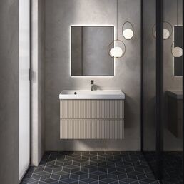 Тумба с раковиной AQUAme S1 80 подвесная, 2 ящика, бежевая