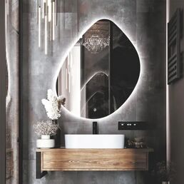 Зеркало для ванной Omega Glass Бордо SD57 с подсветкой 76x90 см ассиметричное