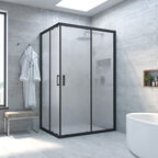 Душевой уголок Vegas-Glass ZA-F NOVO h2000 110x80 ZA-F NOVO h2000 110*80 02М 10 профиль черный, стекло сатин