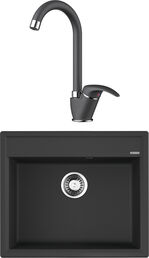 Комплект  Мойка кухонная Omoikiri Daisen 60-BL черная + Смеситель Omoikiri Umi BL для кухонной мойки