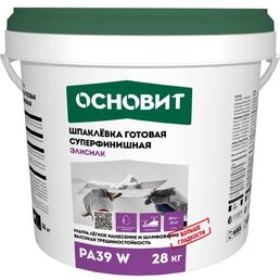 Шпаклевка готовая суперфинишная супербелая Основит Элисилк PA39 W 28 кг