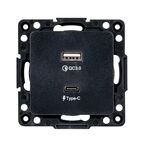 Розетка USB встраиваемая EKF Стокгольм без заземления со шторками цвет черный
