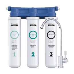 Фильтр под мойку Барьер Expert Slim Hard x2 для жесткой воды быстросъемный 3 ступени кран в комплекте
