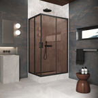 Душевой уголок Vegas-Glass ZA-F Protec 120x85 ZA-F Protec 120*85 02М 05 профиль черный матовый, стекло бронза