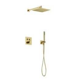 Встраиваемый душевой комплект Sancos Linn SC9022BG брашированное золото, со смесителем и термостатом, без излива