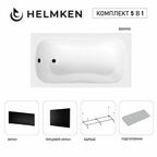 Акриловая ванна Helmken Edelva 130х70 комплект 5 в 1: ванна, каркас, серый подголовник, черные лицевой и торцевой экраны