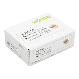 Клемма на 2 провода Wago 221-412 0,2-4 кв.мм с рычажками без пасты (100 шт.) (ЦБ-00015777/808435)