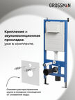 Комплект Унитаз подвесной с инсталляцией Grossman Style 97.4479SQ.05.21M безободковый, белый+ Кнопка смыва черная матовая