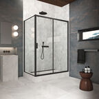 Душевой уголок Vegas-Glass 100x100 ZP+ZPV Protec 100*100 02М 01 профиль черный матовый, стекло прозрачное