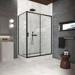 Душевой уголок Vegas-Glass 100x100 ZP+ZPV Protec 100*100 02М 01 профиль черный матовый, стекло прозрачное
