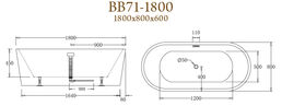 Акриловая ванна BelBagno BB71-1800 180x80 белая