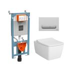 Комплект подвесного унитаза Vitra Metropole L-Box 9820B003-7201 с инсталляцией и кнопкой, сиденье микролифт