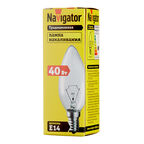 Лампа накаливания Navigator E14  40 Вт 400 Лм 230 В свеча прозрачная