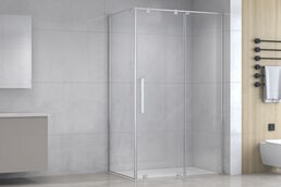 Душевой уголок Royal Bath 100х80 BERN -S RB100х80х195-T-CH стекло прозрачное, профиль хром, без поддона