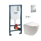Комплект инсталляция Grohe с унитазом Aquatek Европа М с микролифтом, цвет белый