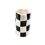 Стакан для зубных щёток Bath Plus Chess W-CE2023A-TB керамика цвет белые и черные квадратики