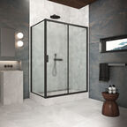 Душевой уголок Vegas-Glass 100x100 ZP+ZPV Protec 100*100 02М 02 профиль черный матовый, стекло шиншилла