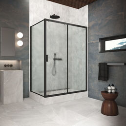 Душевой уголок Vegas-Glass 100x100 ZP+ZPV Protec 100*100 02М 02 профиль черный матовый, стекло шиншилла