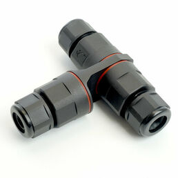 LD541 Соединитель-коннектор 3-контактный на 3 выхода, с СМК221 пружинным контактом IP68, черный, STEKKER