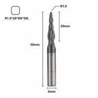 Фреза спиральная двухзаходная сферическая XCAN 6xR1,0х20х50 мм, покрытие TiALN