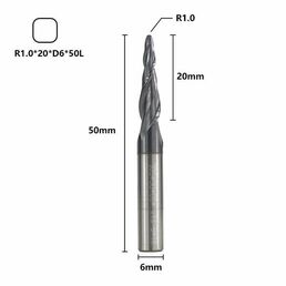 Фреза спиральная двухзаходная сферическая XCAN 6xR1,0х20х50 мм, покрытие TiALN