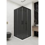 Душевой уголок Март Квадро Black квадратный 100x100 см черный профиль тонированное стекло раздвижной