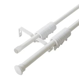 Карниз для штор раздвижной двухрядный КРДЗБ-160-300 160-300 см железо цвет белый