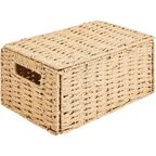 Корзина с крышкой для хранения 30x15x18 см бумага цвет бежевый