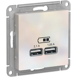 Розетка USBх2 (жемчужный) Systeme Electric AtlasDesign ATN000433